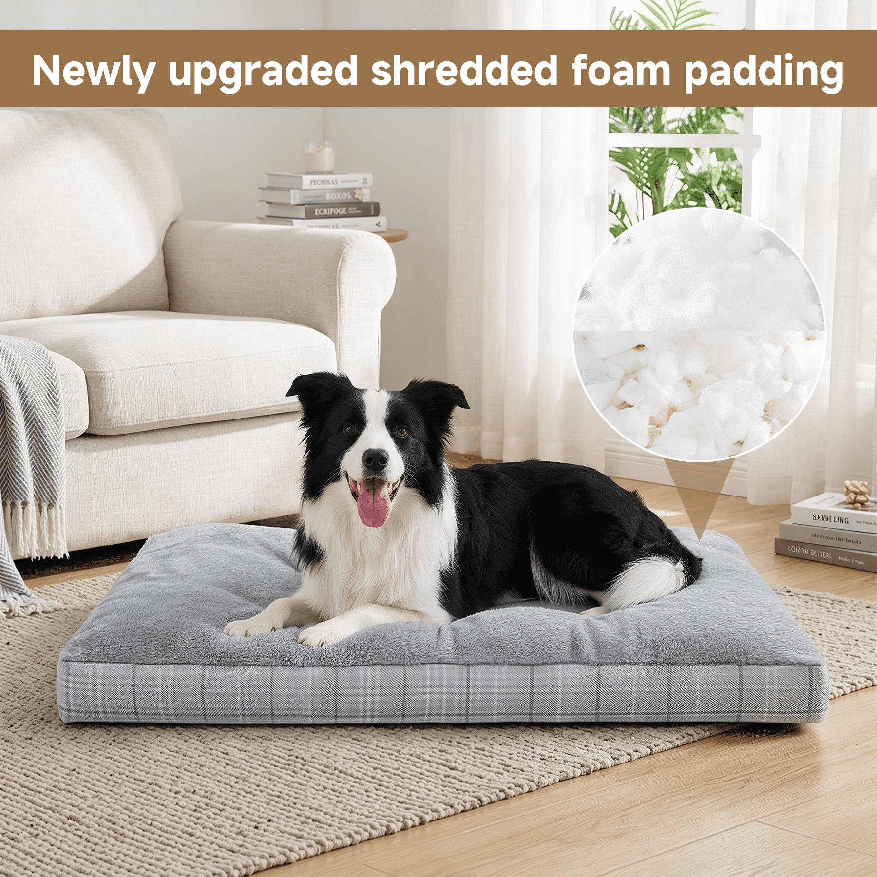 KSIIA 41in Washable Dog Bed for XLarge Dogs with Anti-Slip Bottom, Pet Pad for Crate for XLarge Sized Puppies