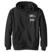 Boy's Star Wars: The Mandalorian The Child Precious Cargo Pocket Pull Over Hoodie Black Large