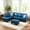 Blue-Left-Sofa with Ottoman, variant on MAYEERTY Faux Leather Ottoman with Storage for Modular Sectional Sofa, Deep Blue