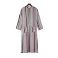 thumbnail image 2 of Birdeem Men's Fashion Casual Robe Long Sleeves Double Pocket Stripe Print Long Shirt, 2 of 12