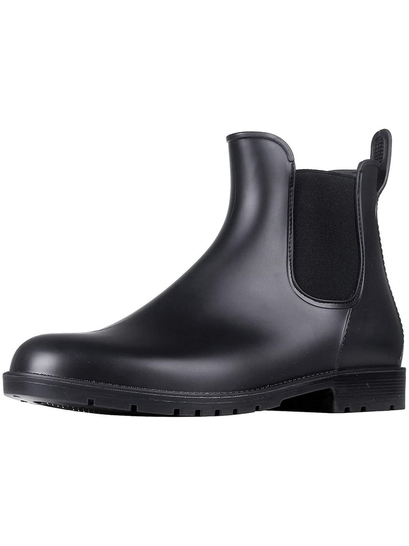 Litfun Short Rain Boots Waterproof Anti Slip Rubber Chelsea Booties Rainboots for Women, Black, Size 5 - Walmart.com