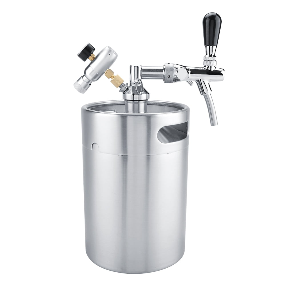 Pressurized Beer Mini Keg System,5L Mini Stainless Steel Keg with Faucet Pressurized Home Brewing Craft Beer Dispenser Set 