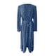 thumbnail image 4 of Vestido largo boho con cuello en V y manga larga para mujer - Aterciopelado con abertura, poliéster, vestido de cóctel para bodas y fiestas, 4 of 4