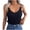 Black, variant on Mrat Womens Camisole Women's Solid Color V-Neck Shirt with Exposed Button Button Tops Lightweight Tank Tops S-438 White M