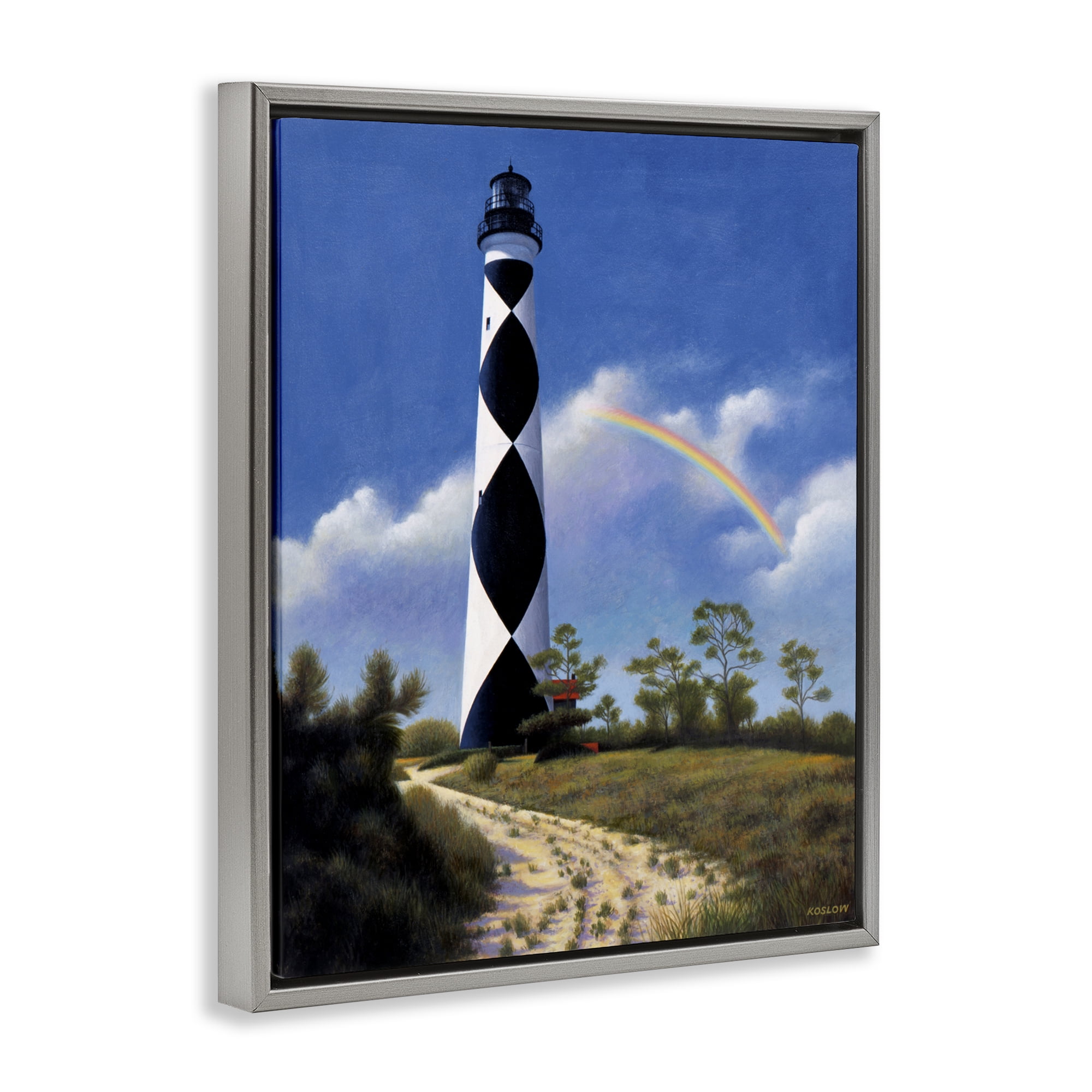 North Carolina Cape Lookout Gray Framed Floater Canvas Wall Art, design by Wind River Studios