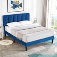 thumbnail image 2 of VECELO Twin/Full/Queen Upholstered Bed Frame with Adjustable Headboard, No Box Spring Needed/Easy Assembly, Dark Blue, 2 of 8