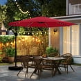 thumbnail image 2 of Costway 10 FT Solar Offset Hanging Umbrella with 96 Solar Multi-colored Flowing LED Lights Red, 2 of 10