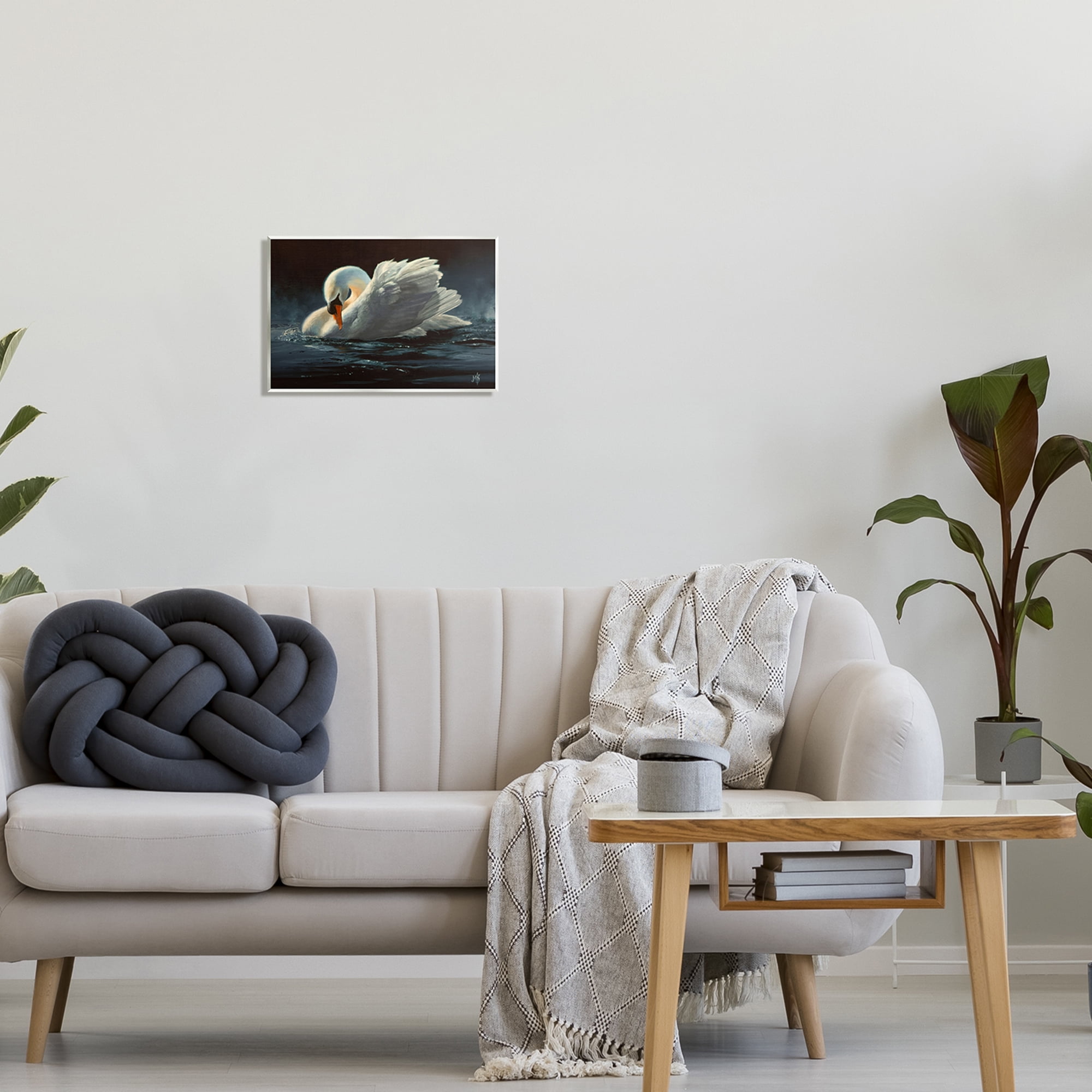 Stupell Industries Moonlit Swan Painting Animals & Insects Painting Unframed Art Print Wall Art, 15 x 10