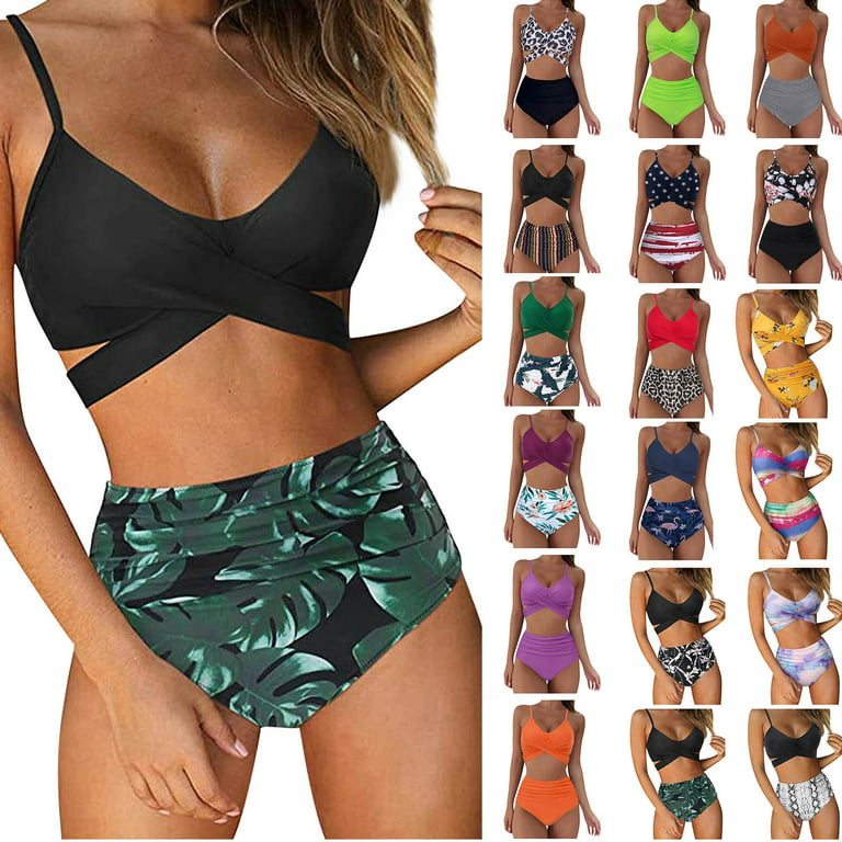 Swimsuits for Women Two Piece Bathing Suits Bra Top with High