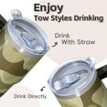 thumbnail image 4 of Camo 20oz Stainless Steel Tumbler with Handle and Straw – Insulated Travel Cup with Sliding Lid, 360° Full Wrap Printed Mug for Home, Outdoor & Sports Use, Camouflage, 4 of 6