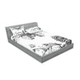 thumbnail image 2 of Ambesonne Mandala Fitted Sheet & Pillow Sham Set, Butterfly Floral, Queen, White Black, 2 of 2