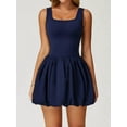 thumbnail image 2 of Womens Bubble Tennis Dress Squre Neck Sleeveless Workout Golf Athletic Dresses Build in Shorts with Pockets  XL, 2 of 7