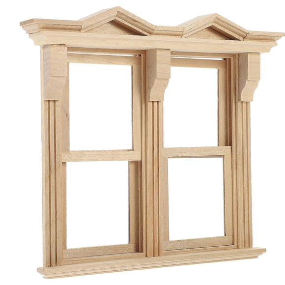 Realistic Miniature Wooden Dollhouse Window Prop for DIY Mini House Decoration and Landscape Displays