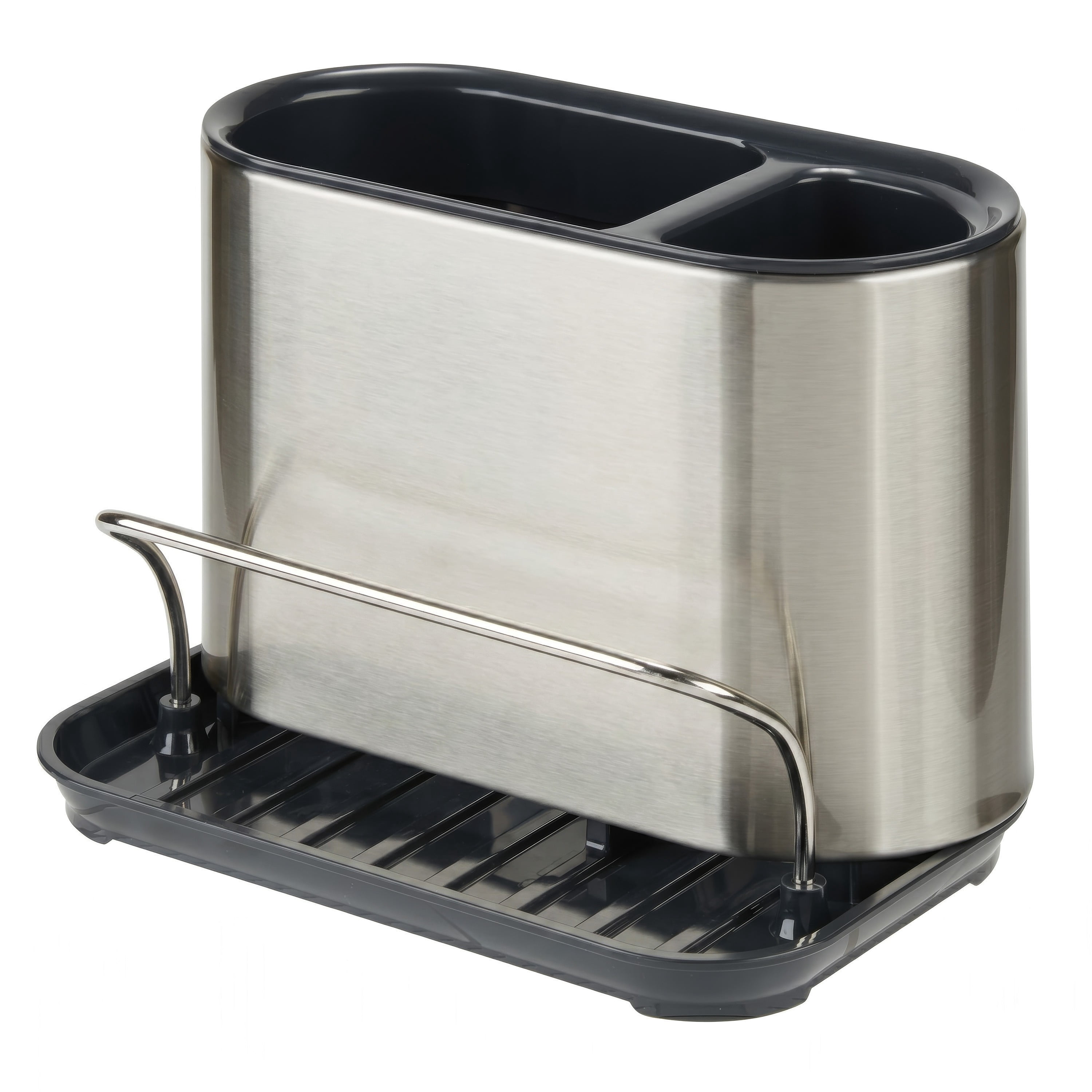 Kitchen Details 3-in-1 Stainless Steel Sink Organizer with Sponge Holder, Brush Holder & Dish Soap Dispenser | Self-Draining Kitchen Caddy | Countertop Storage