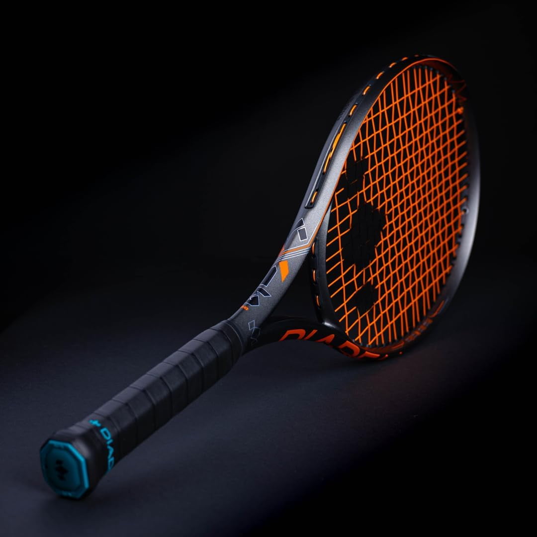 Diadem Axis Team Tennis Racket | 16x19 String Pattern, FS3 Stabilization, Kraibon Vibration Dampening, Precision Strike Zone for Unrivaled Spin & Control (Black/Orange, Grip: 4 1/8" (L1)) (Unstrung)