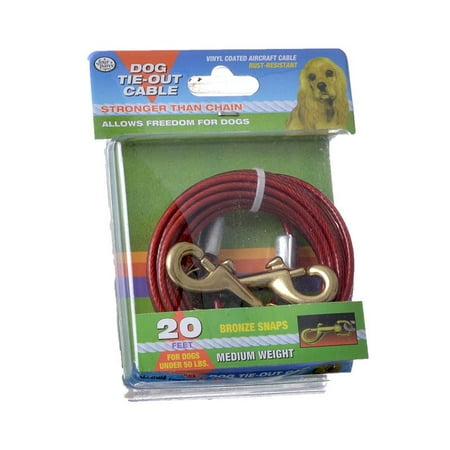 Four Paws Tie Outs - Four Paws-Container-Four Paws Dog Tie Out Cable- Medium Weight- Red 20 Ft