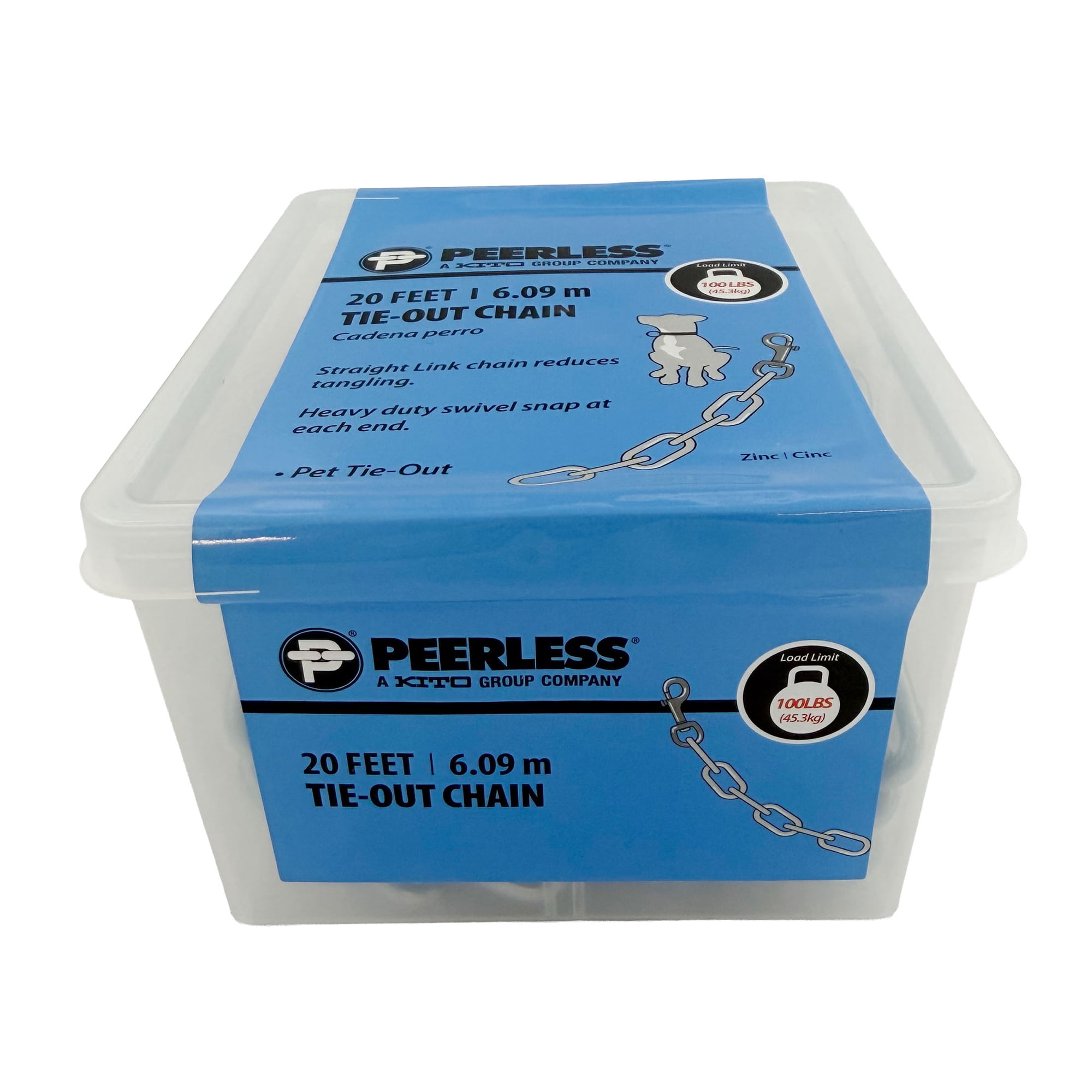 Peerless 20ft Heavy-Duty Tie-Out Chain with Snaps, Dog Tie-Out, Peerless Chain Company, 4837060