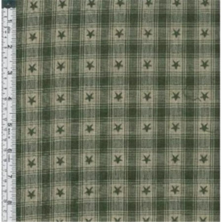 Textile Creations CC-312 Country Cupboard Jacquard Fabric, Green Star Plaid, 15 yd.