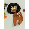 thumbnail image 2 of Toddler Baby Boy Halloween Outfits Pumpkin Patch Babe Print Long Sleeve Sweatshirt and Elastic Pants for Thanksgiving 2 Piece Clothes, 2 of 7