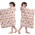 thumbnail image 4 of Pink Christmas Gingerbread House Pattern Hooded Bath Towel，50"x30" for Ages 3 To 12 Kids, Quick Dry Lightweight Soft Microfiber Hood Beach Towel Cover Up for Kids, 4 of 7