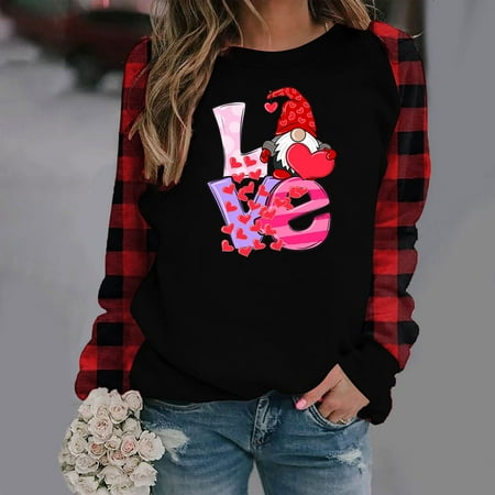 

Juebong Love Sweatshirt Love Sweater Valentine s Day Gift for Her Love Gift Idea for Women Valentines Day Sweatshirt Spring Love Top Pink shirts for women L
