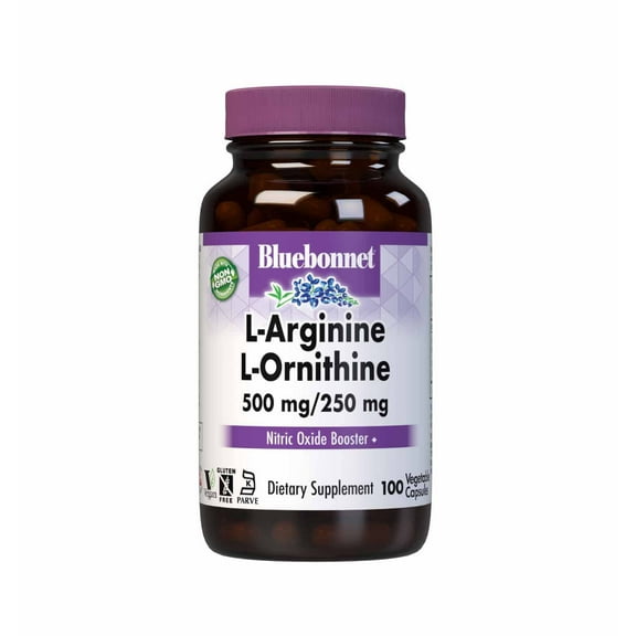 Bluebonnet L-Arginine 500mg/L-Orinithine 250mg, Supports Protein Metabolism* 100 Days