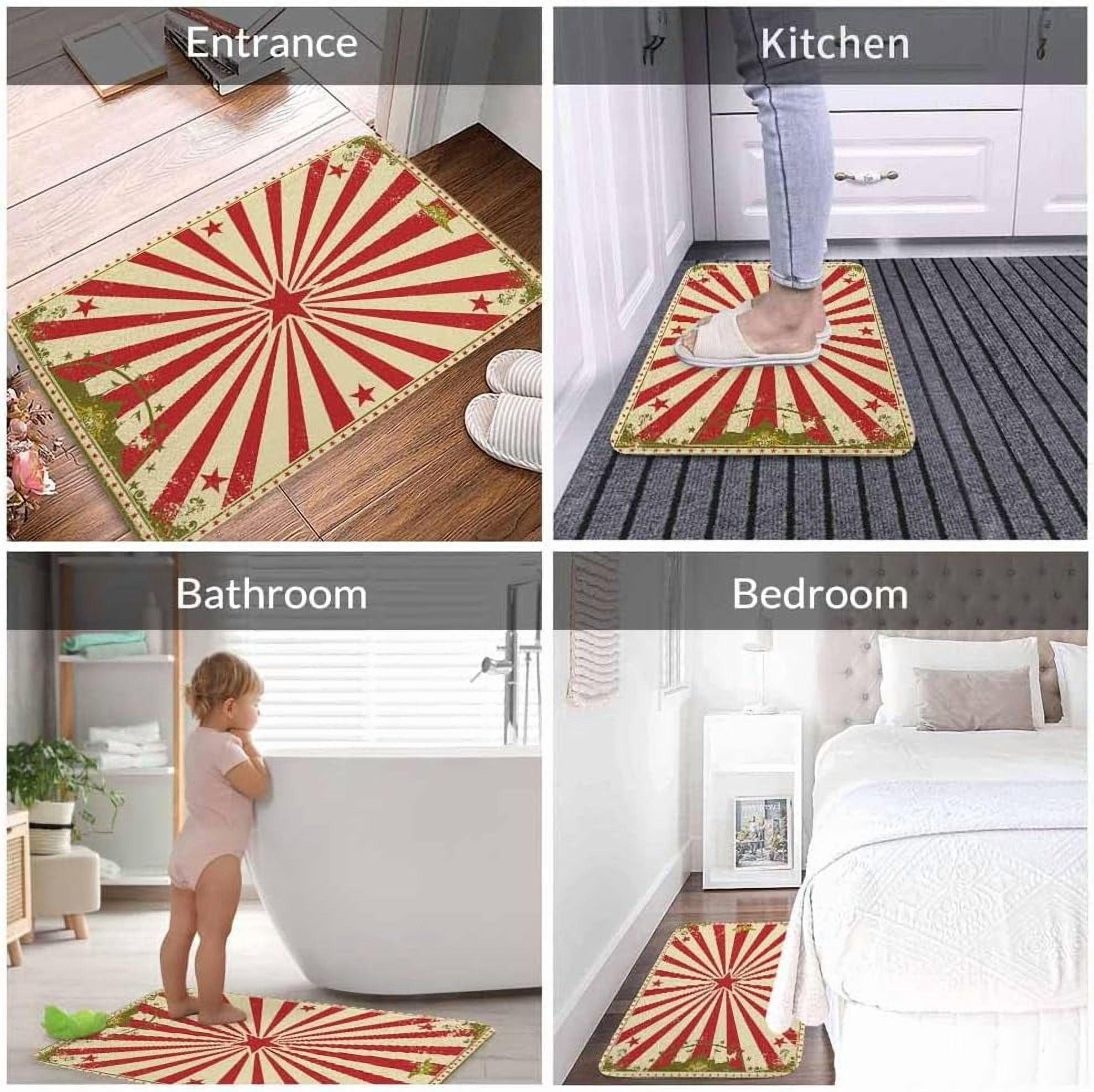Circus Bath Rugs Microfiber Bathroom Mat Soft Plush Shaggy Shower Mat for Bathroom Fluffy Comfortable Water Absorbent Carpet Non-Slip Machine Washable 20"X30"