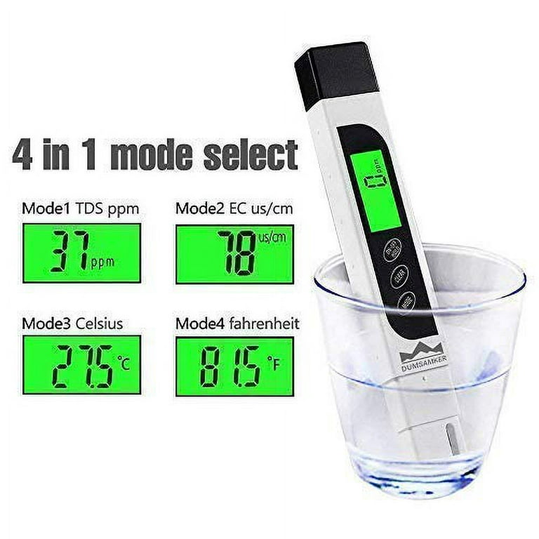 TDS Meter Digital Water Tester, DUMSAMKER Professional 3-in-1 TDS,  Temperature and EC Meter with Carrying Case, pm, Ideal ppm Meter for  Drinking Water, Aquariums and More 