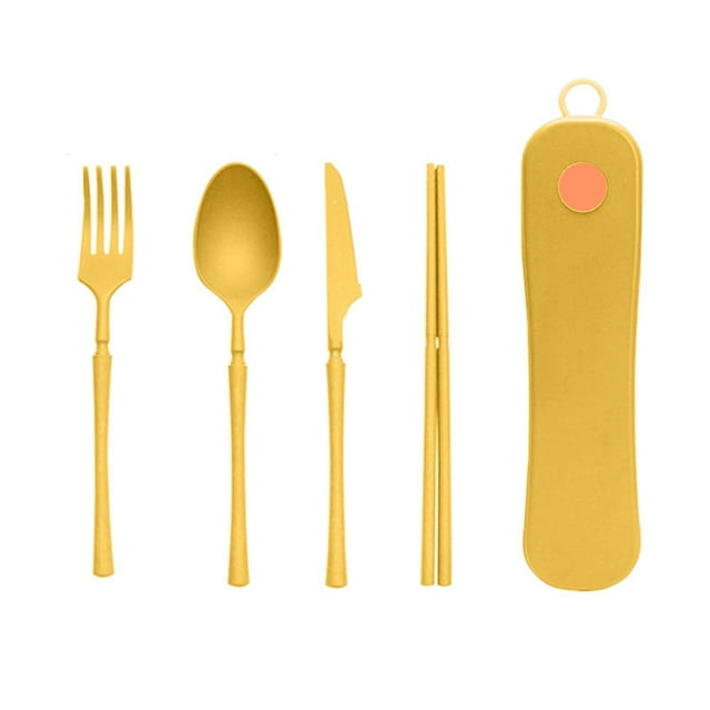 Hearth & Gear Travel Cutlery Set With Include Spoon Fork And Chopsticks . Portable Utensils For Camping Travel Outdoor Activities School And Dining Table Runner And Mat round Place Mats Place Mates