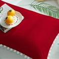 thumbnail image 6 of DNG Creations 4 Piece Pom Pom Sheet Set 100% Egyptian Cotton, White Pom-Pom Fringe Solid Pattern 24 Inch Deep Pocket ( Solid Red - California King ), 6 of 7