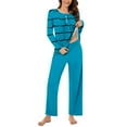 thumbnail image 2 of yievot Women's Pajama Set Soft Long Sleeve Top With Pants Striped Printed Loungewear Sleepwear Pajamas, 2 of 7