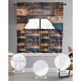 thumbnail image 2 of Vintage Wooden Swag Kitchen Curtains Sets for Windows 24 Inch Length, Farmhouse Retro Shabby Wood Short Window Curtain Panels Swags Valances and Tiers 3 Piece Set for Cafe/Dining Room, 2 of 5