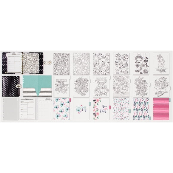 Mon Prima A5 Planificateur 9.375"X9.375"X2.625"-dans le Moment - Noir avec des Points Blancs
