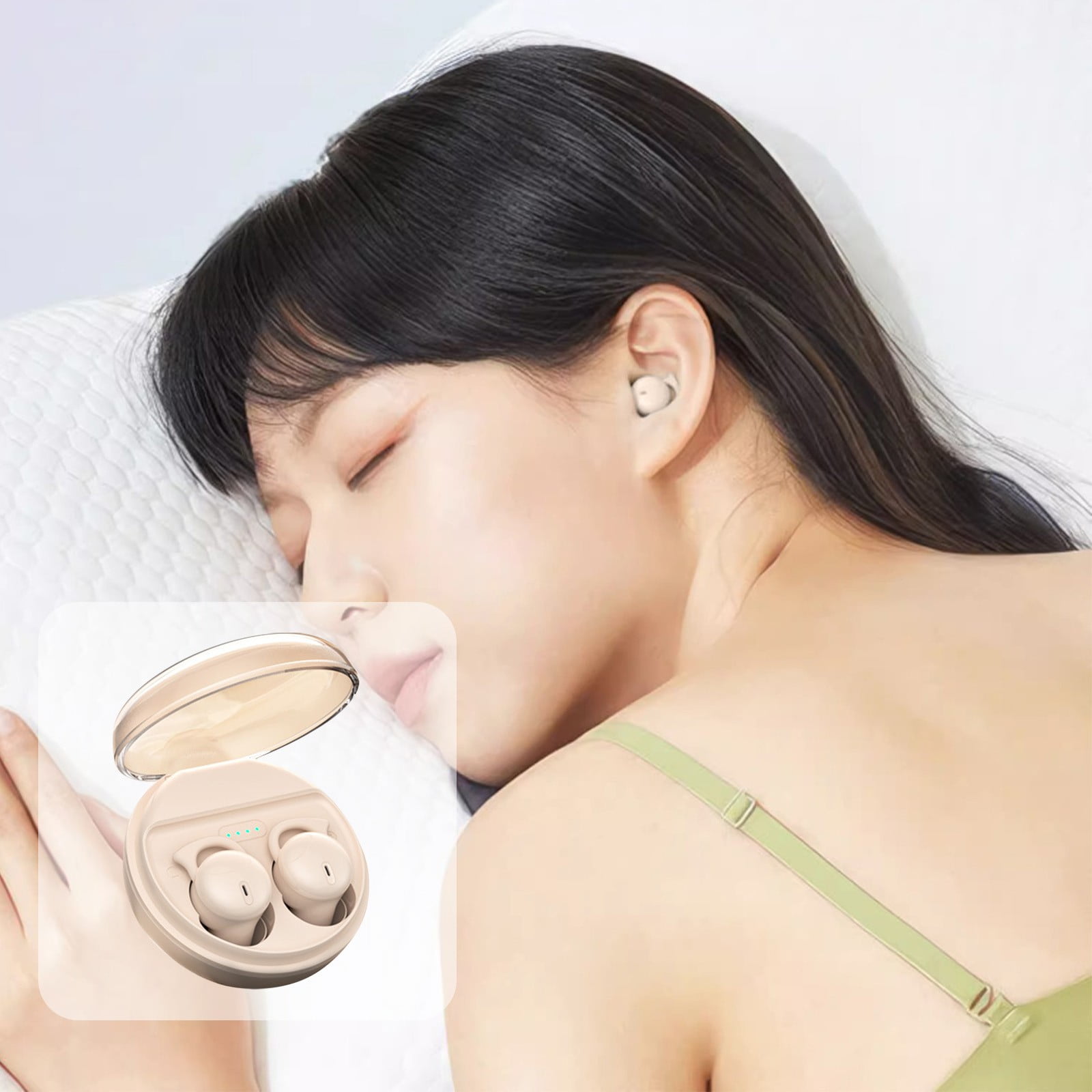 Weloille Sleep Earbuds Wireless Bluetooth Headset Bluetooth 5.3 Mini In Ear Dual Microphone Wearable Earphones For Sleeping