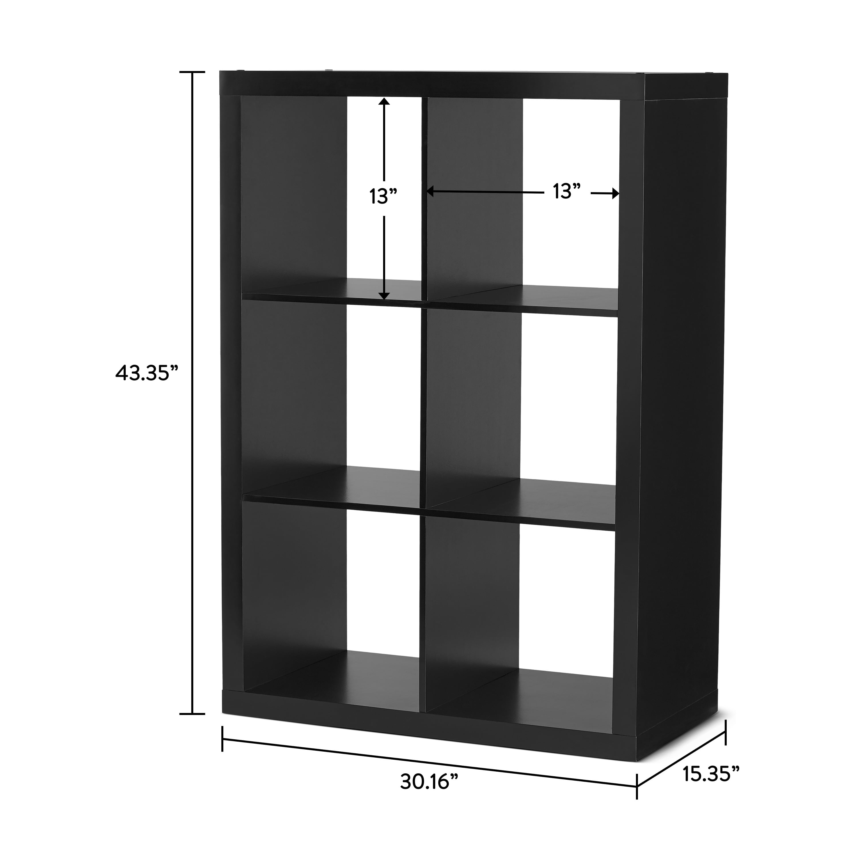 Better Homes & Gardens 6 Cube Storage Organizer, Solid Black