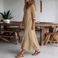 thumbnail image 6 of Homenesgenics Dresses for Women Plus Size Fashion Summer Casual Full Sleeve O-Neck Solid Linen Long Dress, 6 of 9