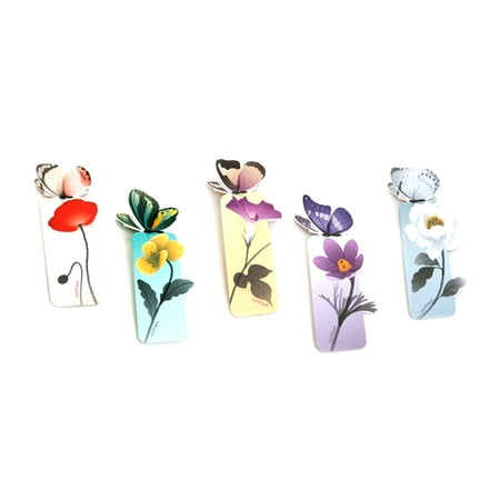 Butterfly Silver Metal Bookmark 5Pcs Lovely Butterfly Bookmarks Cartoon Book Marks Paper Clip Office School Supply ()