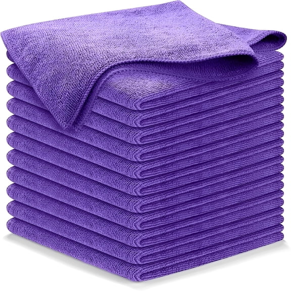 ACDANC Microfiber Cleaning Cloth for Kitchen,Home & Automotive Microfiber Towels Cleaning - Purple - Pack of 12 (12.5"X12.5")