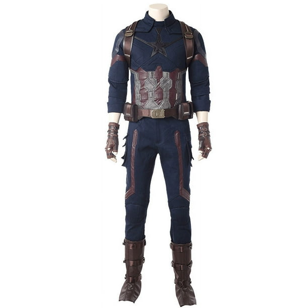 Disfraz de superhéroe de Marvel, ropa de juego de rol del Capitán América, Steve Rogers, traje de Carnaval de Halloween con fundas para zapatos