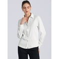 thumbnail image 2 of DARING DIVA Women's Button Down Shirt Collared Work Casual Shirts Top M White, 2 of 6