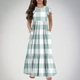 thumbnail image 1 of LOVZFMLL Robe d'Été à Manches Courtes pour Filles, Col Rond Imprimé, 1 of 6