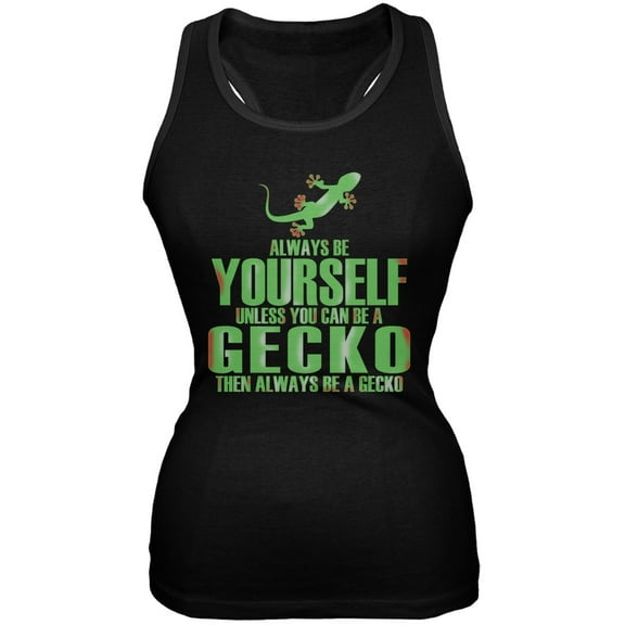 Always Be Yourself Gecko Black Juniors Soft Tank Top