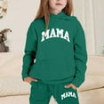 thumbnail image 2 of XEGLSBU Toddler Girl Fall Outfits Short Sleeve Girls Outfits Hoodies Letter Print Sweatshirt Stylish and Comfortable Everyday Wear Girls Fall Outfits Size 6-7 Dark Green Size 5-6 Years, 2 of 4