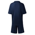 thumbnail image 5 of Men's Spring Summer 2-Piece Tracksuit, Short Sleeve Polo Shirt and Shorts, Casual Sport Suit For Hot Weather Outdoor Activities,Blue,3XL, 5 of 7