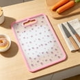 thumbnail image 3 of OKKVV Tempered Glass Cutting Board Non-Slip Floral Printed Kitchen Chopping Board Hanging Design Shatter Resistant Cooking Surface for Home Kitchen Meal Prep Use 12.6in Length pink, 3 of 8