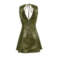 thumbnail image 5 of Womens Summer Dresses, Womens Faux Leather Mini Dress Sleeveless Deep V Neck Bodycon Dresses Trendy Y2K Streetwear Backless Short Dress, 5 of 7