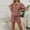 Red, variant on Women's Pajama Set Under $10 Short Sleeve Long Pants Casual Solid Color Round Neck Short Sleeve Shorts Home Set