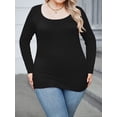 thumbnail image 2 of Weardear Plus Size Tops for Women Scoop Neck Long Sleeve Tight T Shirts Casual Basic Tunic Tops, 2 of 6