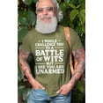 thumbnail image 5 of Mens battle of wits t-shirt funny saying tee sarcastic gifts humorous shirt birthday gift (Medium Military Green), 5 of 6
