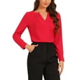 thumbnail image 4 of INSPIRE CHIC Work Office Blouse for Women's Long Sleeve V Neck Blouses S Red, 4 of 5